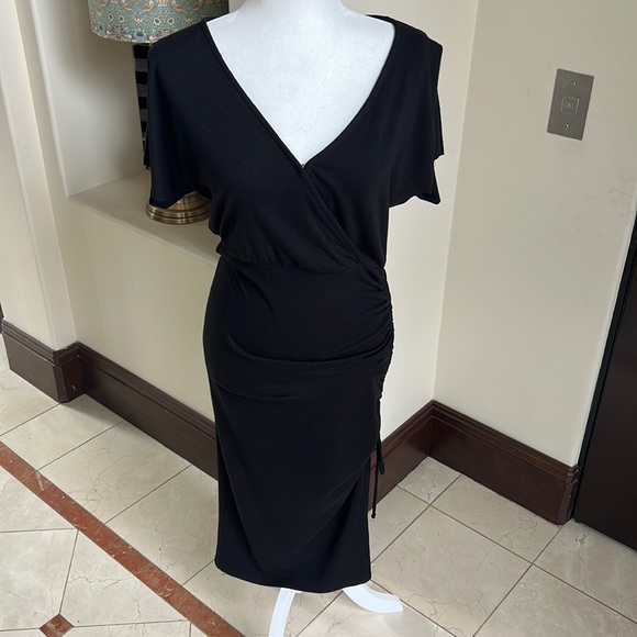 Gibson Look Medium Black Jersey Dress. New with Tags. Size M. Side Tie. - Picture 1 of 5